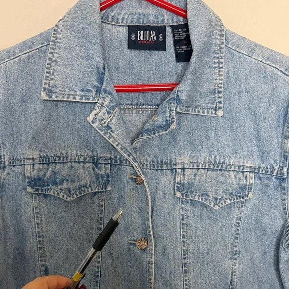 Bill Blass Light Blue Jean Jacket 100% Cotton Size M - Picture 9 of 16